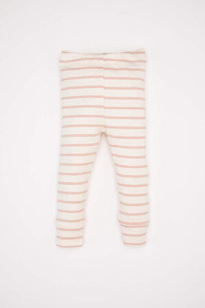 Kız Bebek Pijama Takımı Fitilli Kaşkorse Çizgili Uzun Kollu Üst Uzun Alt