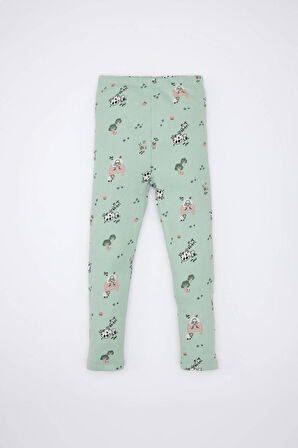 Kız Bebek Pijama Takımı Hayvan Desenli Fitilli Kaşkorse Uzun Kollu Üst Uzun Alt