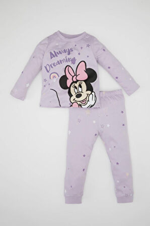 DeFacto Kız Bebek Disney Mickey & Minnie Uzun Kollu Penye Pijama Takımı D3617A524WNPR77