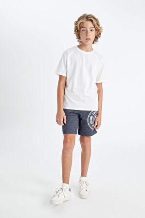 DeFacto Erkek Çocuk Bisiklet Yaka Beyaz Kısa Kollu Basic Düz Okul Tişörtü K1687A624AUWT34