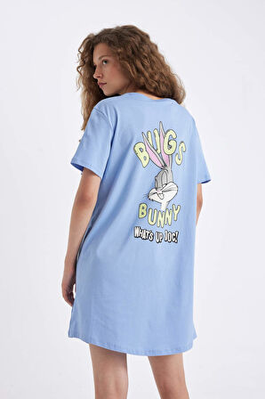 Fall in Love Looney Tunes Regular Fit Bisiklet Yaka Kısa Kollu Elbise