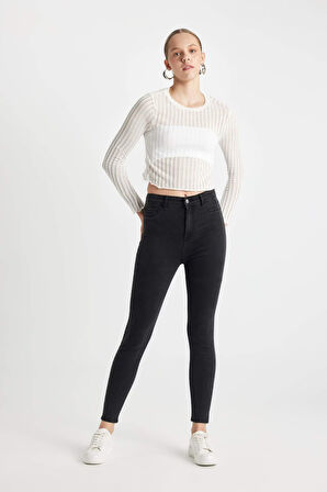 Jegging Yüksek Bel Bilek Boy Dar Paça Basic Düz Jean Pantolon