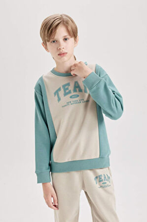 DeFacto Erkek Çocuk 2'li Takım Kalın Bisiklet Yaka Sweatshirt Beli Lastikli Jogger Eşofman Altı D2043A824AUGN1124