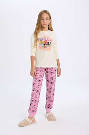 Kız Çocuk PowerPuff Girls Regular Fit Uzun Kollu Pijama Takımı