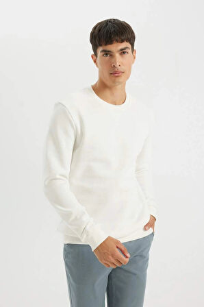 T3777 Regular Fit Bisiklet Yaka Basic Düz Sweatshirt
