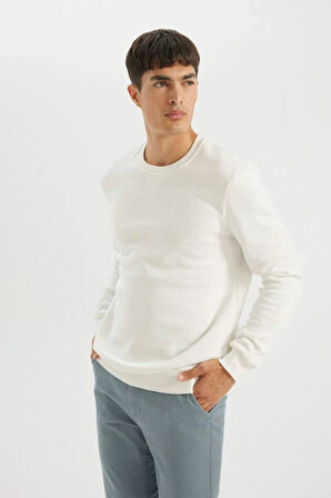 T3777 Regular Fit Bisiklet Yaka Basic Düz Sweatshirt