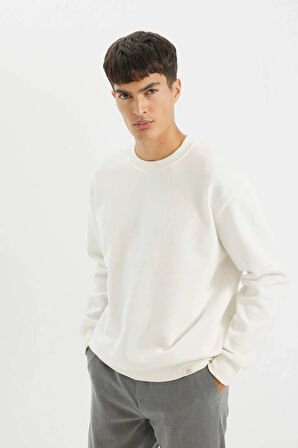 T5139 Oversize Geniş Kalıp Bisiklet Yaka Kalın Kumaş Basic Düz Sweatshirt