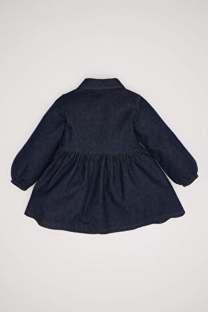 Kız Bebek Uzun Kollu Jean Elbise