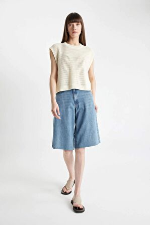 DeFacto Relax Fit Bisiklet Yaka Triko Süveter D4266AX24SMER105