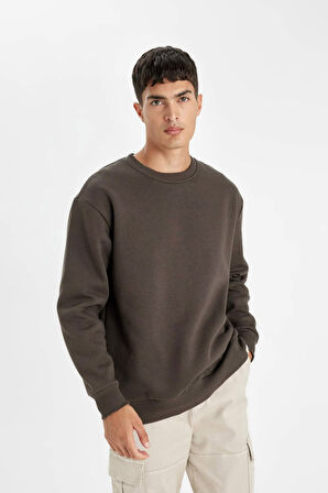 Oversize Fit Bisiklet Yaka Sweatshirt