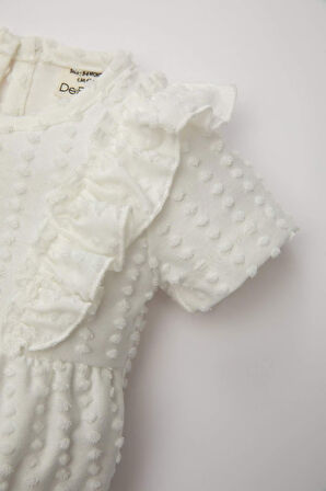 DeFacto Kız Bebek Yenidoğan Bisiklet Yaka Kısa Kollu Çıtçıtlı Body C8811A524SMER233