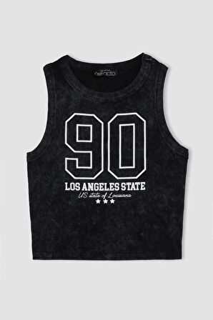 DeFacto Fitted Baskılı Bisiklet Yaka Fitilli Kaşkorse Atlet C9326AX24SMAR191