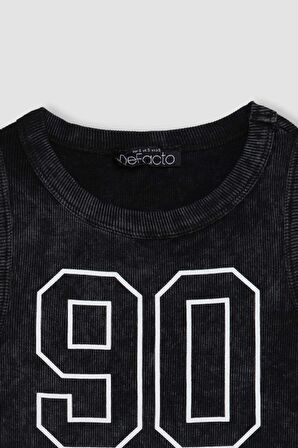 DeFacto Fitted Baskılı Bisiklet Yaka Fitilli Kaşkorse Atlet C9326AX24SMAR191