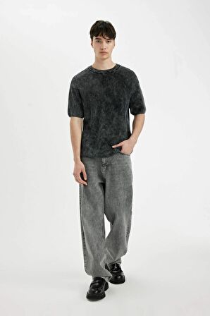 DeFacto Relax Fit Bisiklet Yaka Selanik Kumaş Kısa Kollu Tişört C7332AX24SMAR4