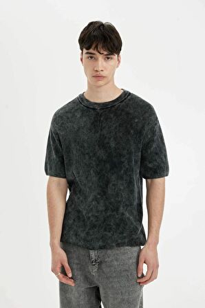 DeFacto Relax Fit Bisiklet Yaka Selanik Kumaş Kısa Kollu Tişört C7332AX24SMAR4