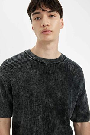 DeFacto Relax Fit Bisiklet Yaka Selanik Kumaş Kısa Kollu Tişört C7332AX24SMAR4