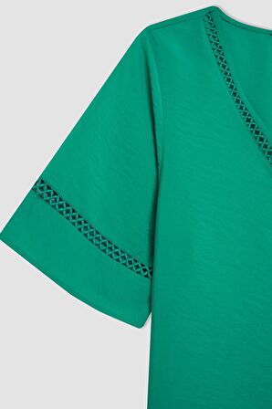 DeFacto Regular Fit V Yaka Kısa Kollu Bluz A5171AX24SMGN268