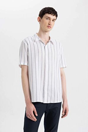 DeFacto Regular Fit Yazlık Polo Yaka Pamuklu Çizgili Kısa Kollu Gömlek Z7344AZ24SMWT34