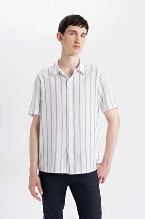 DeFacto Regular Fit Yazlık Polo Yaka Pamuklu Çizgili Kısa Kollu Gömlek Z7344AZ24SMWT34