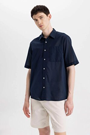 DeFacto Relax Fit Yazlık Polo Yaka Pamuklu Kısa Kollu Gömlek C7598AX24SMNV147