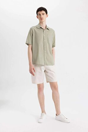 DeFacto Relax Fit Yazlık Polo Yaka Pamuklu Kısa Kollu Gömlek C7598AX24SMGN497