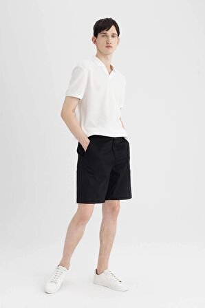 DeFacto Regular Fit Gabardin Bermuda Şort C7684AX24SMBK81
