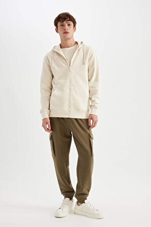 DeFacto Regular Fit Kapüşonlu İçi Yumuşak Tüylü Fermuarlı Sweatshirt X8331AZ24AUBG700