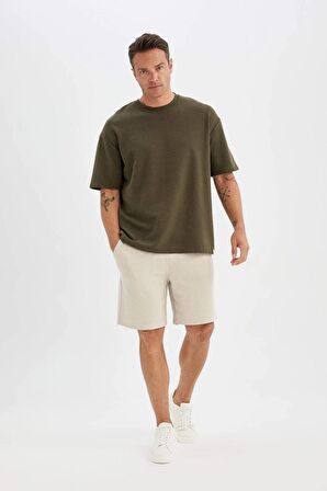 DeFacto Slim Fit Dar Kesim Waffle Basic Düz Şort Z4142AZ24SMBG695