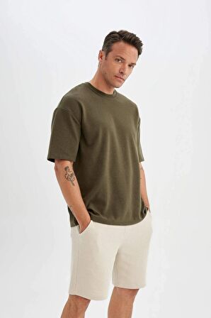 DeFacto Slim Fit Dar Kesim Waffle Basic Düz Şort Z4142AZ24SMBG695