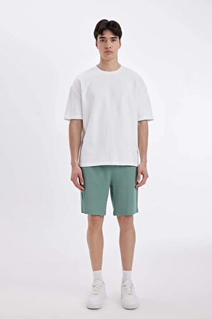 DeFacto Slim Fit Dar Kesim Waffle Basic Düz Şort Z4142AZ24SMGN1063
