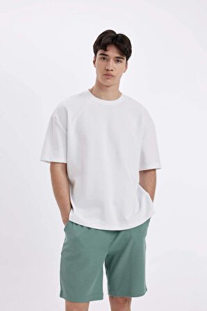 DeFacto Slim Fit Dar Kesim Waffle Basic Düz Şort Z4142AZ24SMGN1063