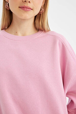 DeFacto Coool Oversize Bisiklet Yaka Kalın Basic Sweatshirt A4177AX24WNPN450