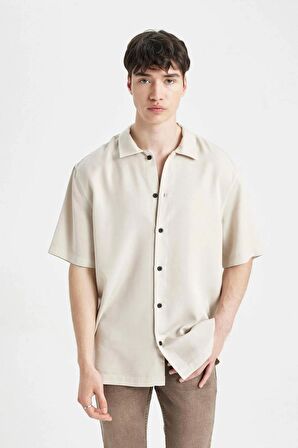 DeFacto Relax Fit Yazlık Polo Yaka Pamuklu Kısa Kollu Gömlek C7394AX24SMER37