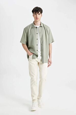 DeFacto Relax Fit Yazlık Polo Yaka Pamuklu Kısa Kollu Gömlek C7394AX24SMGN931