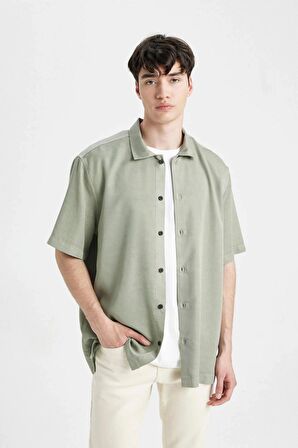 DeFacto Relax Fit Yazlık Polo Yaka Pamuklu Kısa Kollu Gömlek C7394AX24SMGN931
