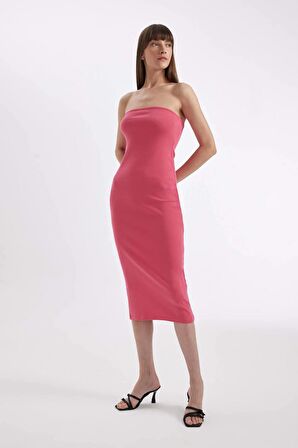 DeFacto Bodycon Straplez Ribana Midi Elbise D4440AX24HSPN628