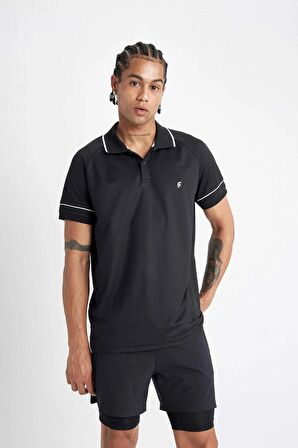 DeFactoFit Slim Fit Dar Kesim Sporcu Pike Kısa Kollu Siyah Polo Tişört D5008AX24HSBK81