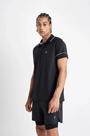 DeFactoFit Slim Fit Dar Kesim Sporcu Pike Kısa Kollu Siyah Polo Tişört D5008AX24HSBK81