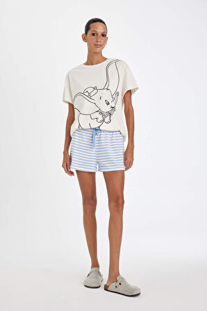 DeFacto Fall in Love Disney Dumbo Regular Fit Kısa Kollu Şortlu Pijama Takımı D4473AX24HSBE553