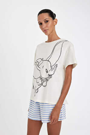 DeFacto Fall in Love Disney Dumbo Regular Fit Kısa Kollu Şortlu Pijama Takımı D4473AX24HSBE553