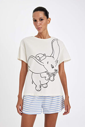 DeFacto Fall in Love Disney Dumbo Regular Fit Kısa Kollu Şortlu Pijama Takımı D4473AX24HSBE553