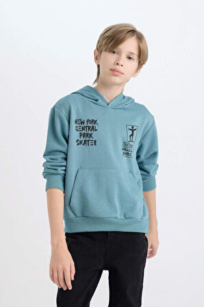 DeFacto Erkek Çocuk Kapüşonlu Sırt Baskılı Sweatshirt C9799A824WNBE528