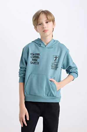 DeFacto Erkek Çocuk Kapüşonlu Sırt Baskılı Sweatshirt C9799A824WNBE528