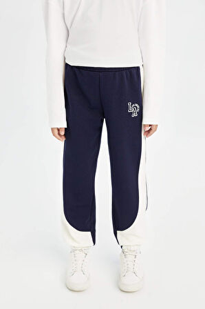 DeFacto Kız Çocuk Baskılı Beli Paçası Lastikli Lacivert Jogger Eşofman Altı D0735A824AUNV251
