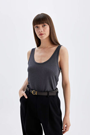 DeFacto Regular Fit U Yaka Keten Karışımlı Basic Atlet D4453AX24HSAR148