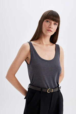DeFacto Regular Fit U Yaka Keten Karışımlı Basic Atlet D4453AX24HSAR148