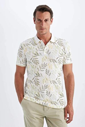 DeFacto Slim Fit Dar Kesim Baskılı Pike Kısa Kollu Polo Tişört A6275AX24HSWT32