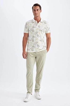 DeFacto Slim Fit Dar Kesim Baskılı Pike Kısa Kollu Polo Tişört A6275AX24HSWT32