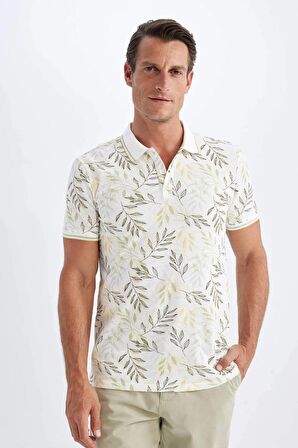 DeFacto Slim Fit Dar Kesim Baskılı Pike Kısa Kollu Polo Tişört A6275AX24HSWT32