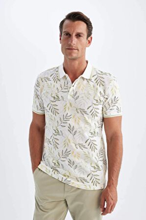 DeFacto Slim Fit Dar Kesim Baskılı Pike Kısa Kollu Polo Tişört A6275AX24HSWT32